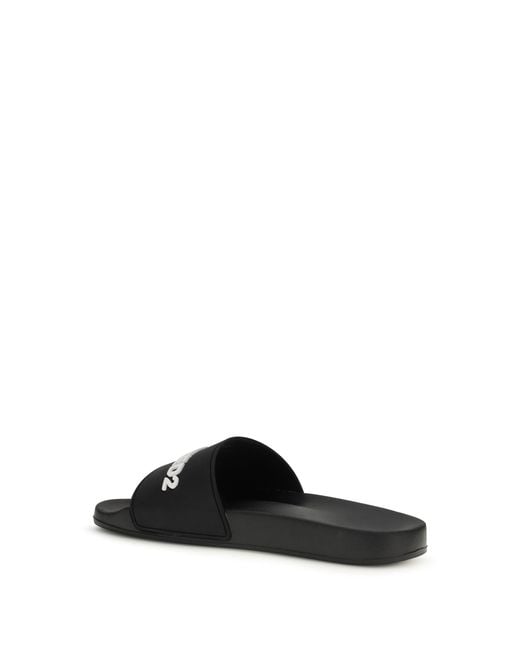 DSquared² Black Logo Slippers for men