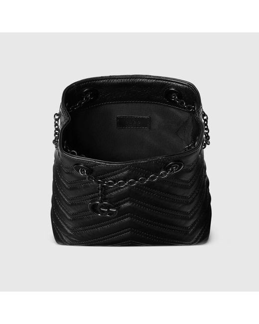 Gucci Black "Gg Marmont" Mini Bucket Bag