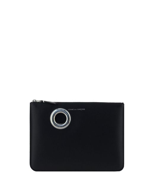 Comme des Garçons Black Leather Eyelet Coin Purse for men