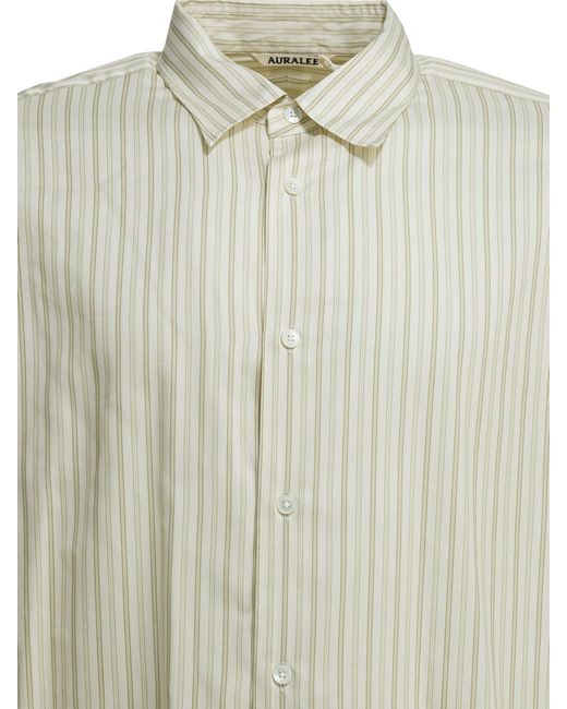 Auralee White Casual Striped Shirt for men