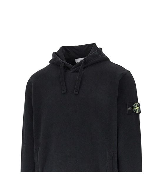 Stone Island Black Cotton Hoodie for men