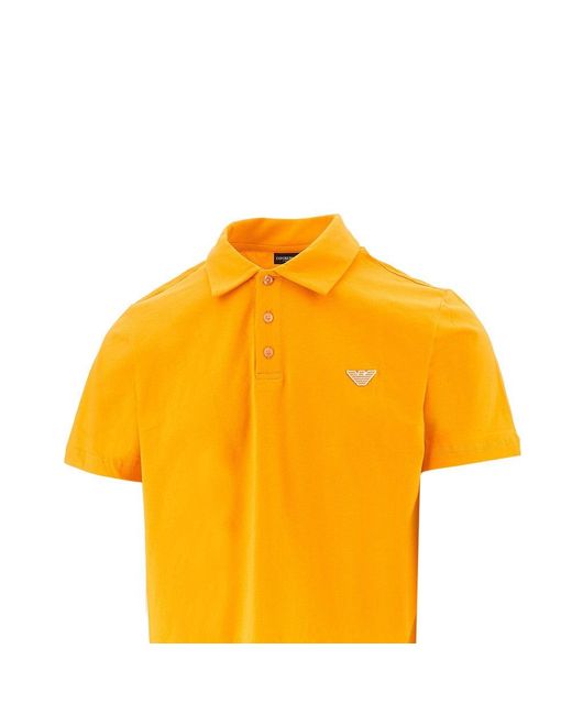 Emporio Armani Yellow Eagle Patch Jersey Polo Shirt for men
