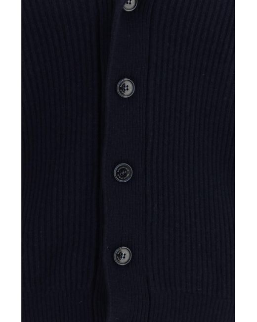 Brooksfield Blue Virgin Wool Shawl Collar Cardigan for men