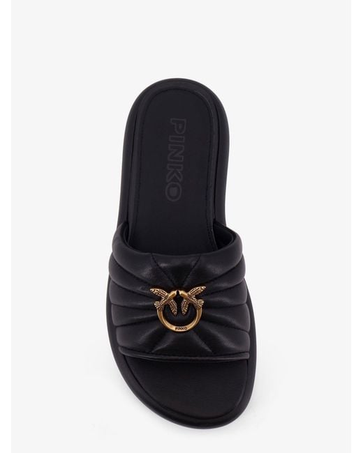Pinko Black Fiona Low Leather Sandals