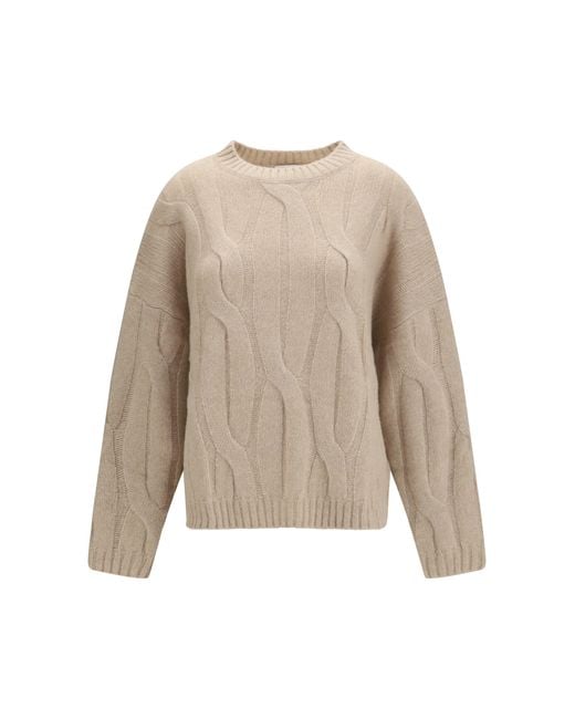 Allude Natural Cashmere Silk Sweater Voluminous Sleeves