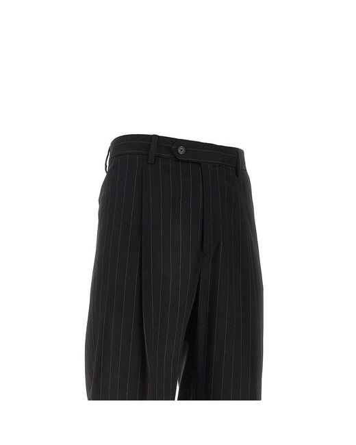 MARSĒM Black Pinstriped Twill Pants With Darts for men