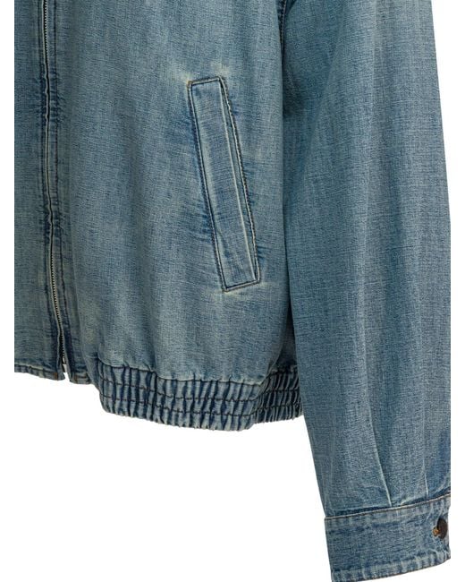 Miu Miu Blue Blouson With Logo