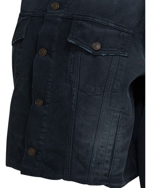 Balenciaga Blue Denim Jacket With Old Effect