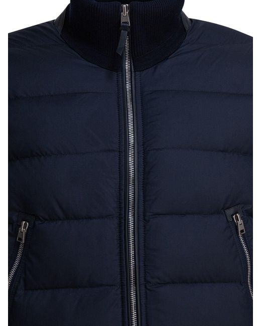 Tom Ford Blue Nylon And Wool Short Down Jacket for men