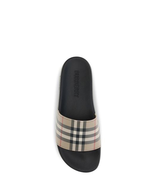 Burberry White Check Slides for men