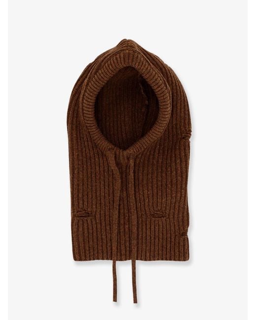 MM6 by Maison Margiela Brown Wool Blend Balaclava With Distressed Effect