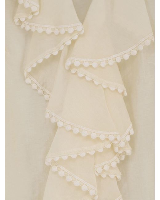 ACTUALEE White Shirt With Ruffles