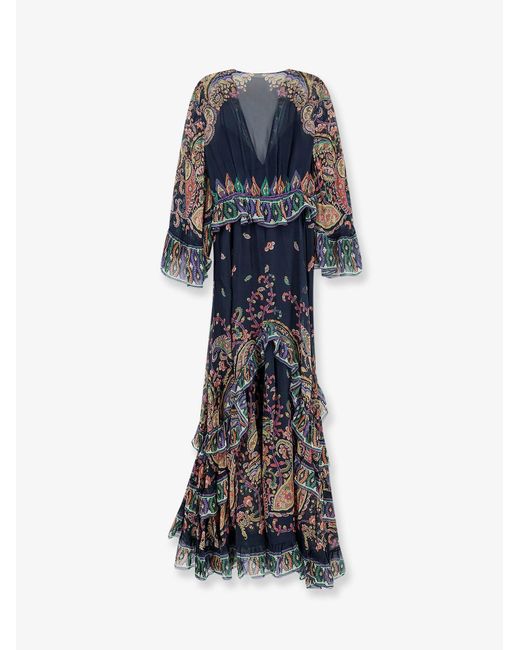 Etro Blue Silk Long Dress