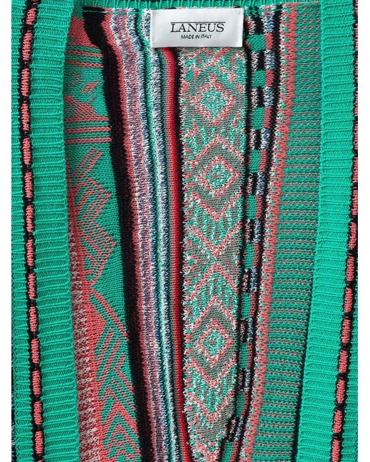 Laneus Green Cardigan Jacquard Cotton