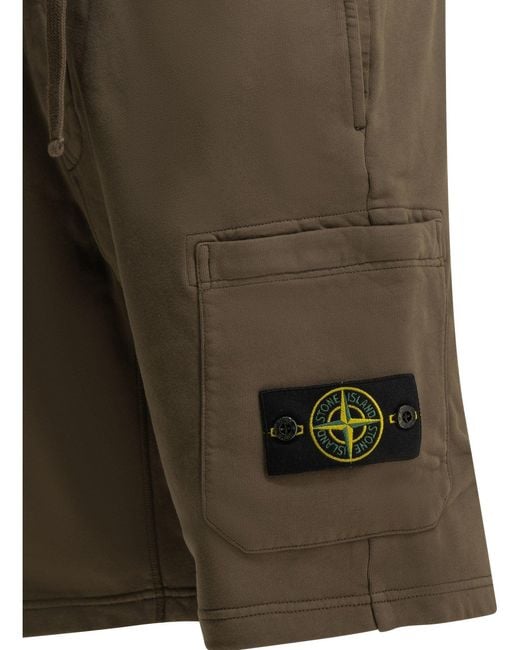 Stone Island Green Jogger Shorts for men