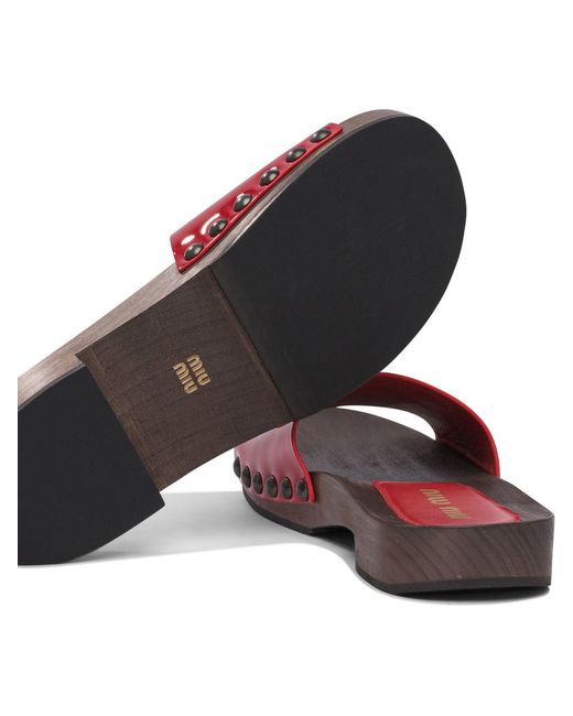 Miu Miu Red Patent Leather Clogs 30Mm
