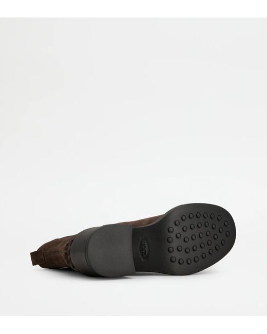 Tod's Brown Suede Heeled Ankle Boots