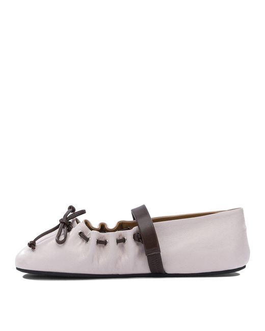 Marni White Mary Jane Leather Ballet Flats
