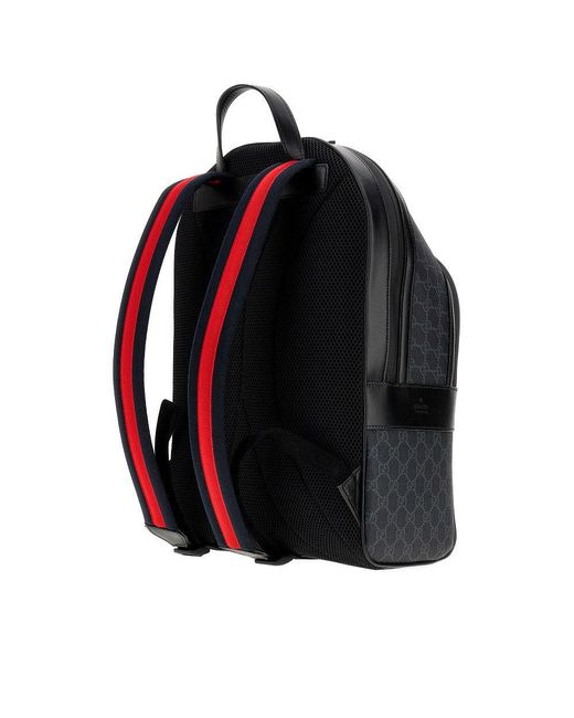 Gucci Black Gg Supreme Fabric And Leather Backpack for men
