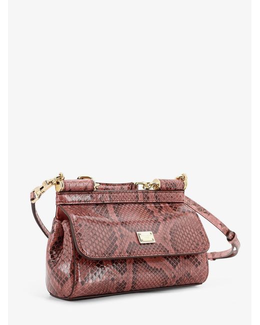 Dolce & Gabbana Red Handbag Sicily Mini Python