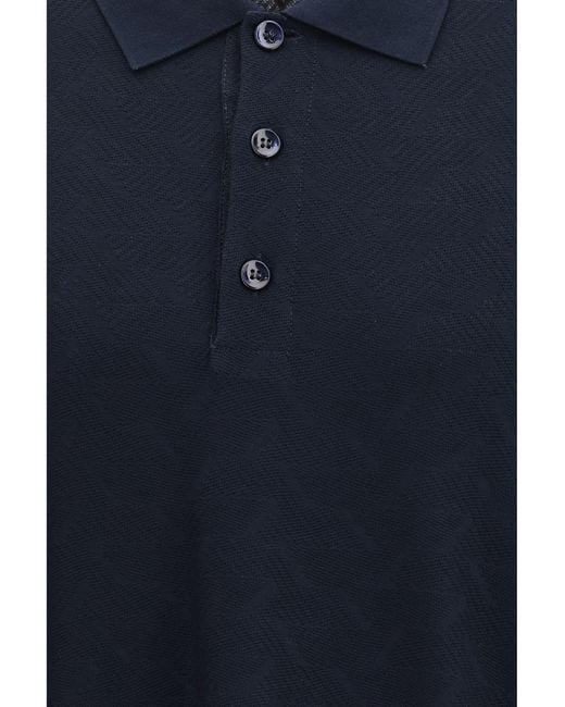 Giorgio Armani Blue Viscose And Polyester Polo Shirt for men