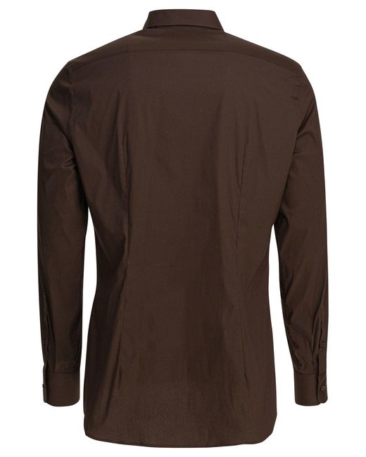 Prada Brown Stretch Cotton Shirt for men