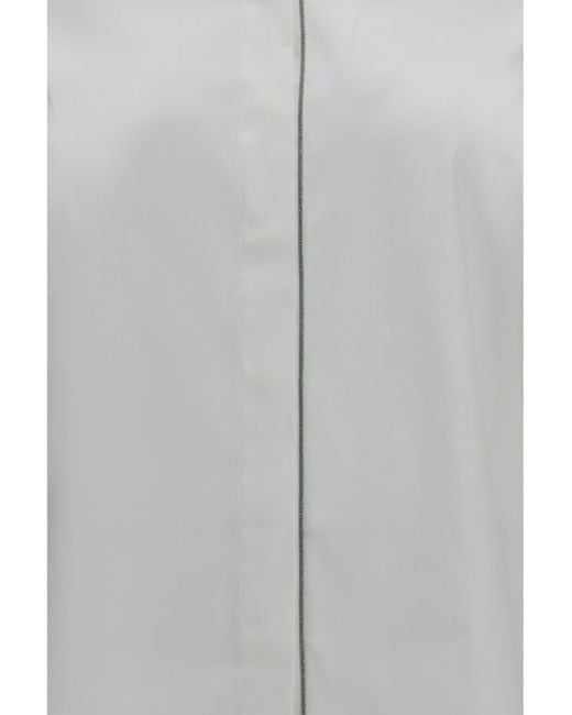 Brunello Cucinelli White Stretch Cotton Poplin Shirt