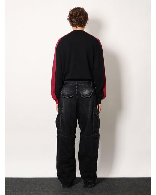 Balenciaga Black Cargo Denim Trousers for men
