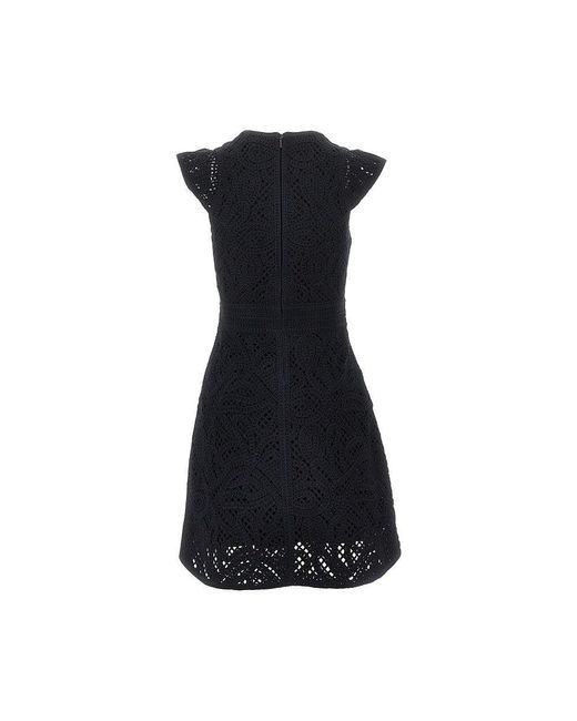 Emporio Armani Black Cornely Embroidered Fabric Mini Dress