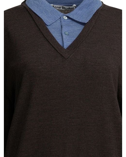 Acne Black Layered Wool Sweater