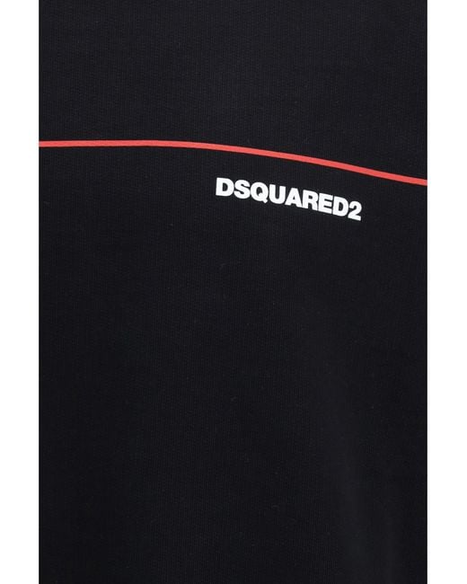 DSquared² Blue Cotton Crew Neck Sweatshirt With Logo Print for men