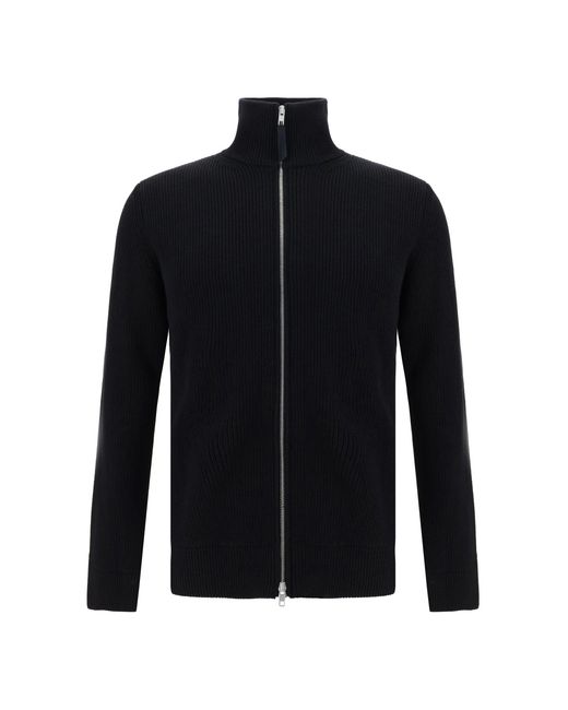 Margiela Blue Cotton Zip-Up Sweater for men