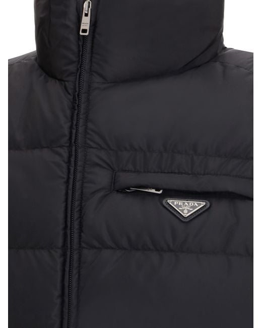 Prada Black Re-Nylon Down Vest for men
