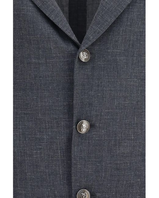 Brunello Cucinelli Blue Deconstructed Jacket for men