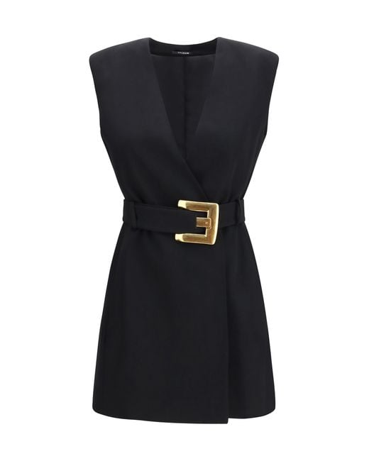 Balmain Black Short Wrap Dress