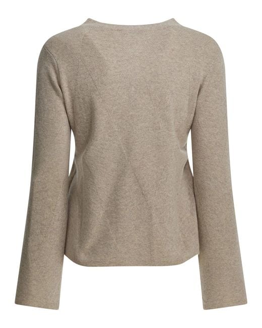 Max Mara Pure Brown Cashmere Crewneck Sweater Knitwear Beige