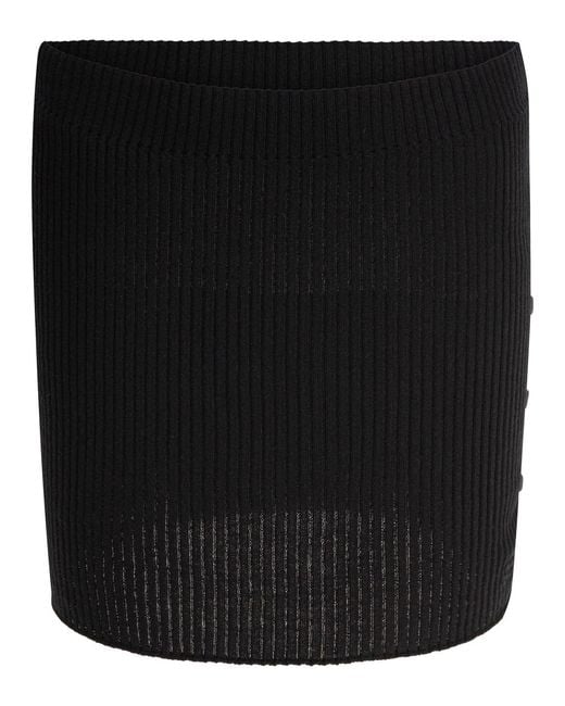 Courreges Black Cotton And Merino Wool Miniskirt