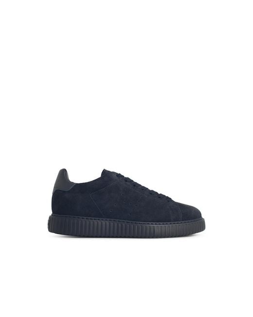Hogan Blue 'H Stripes' Suede Sneakers for men