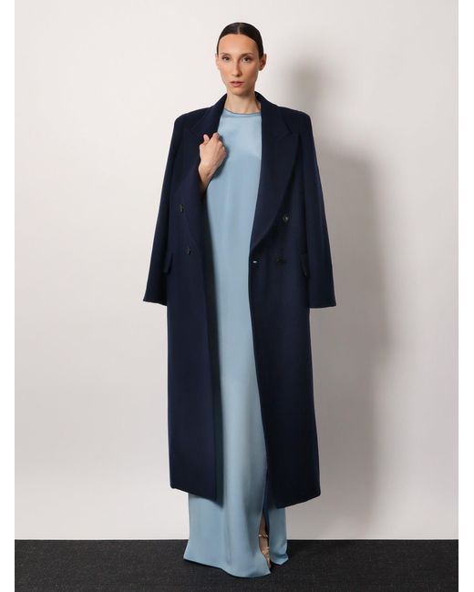 Max Mara Blue Albania 1234 Sfilata Virgin Wool And Cashmere Coat