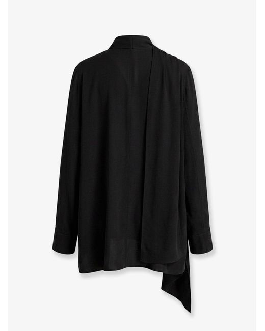 Totême Black Viscose Shirt With Scarf Detail