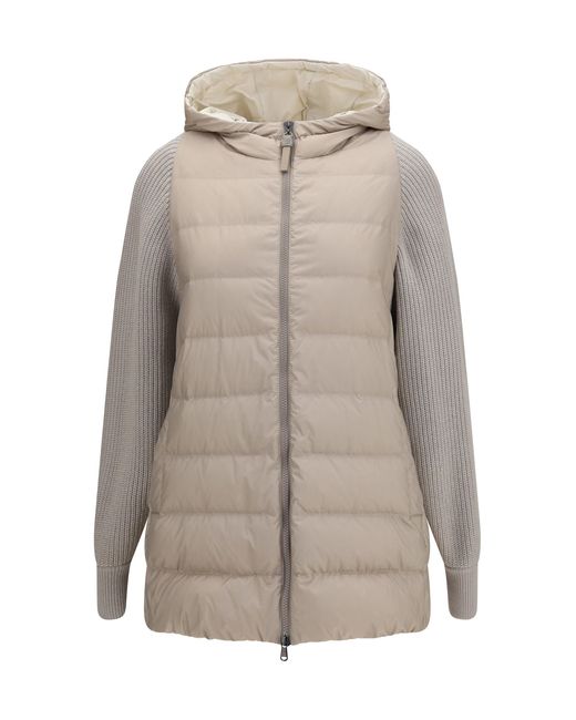Brunello Cucinelli Natural Long Monili Chain Puffer Jacket
