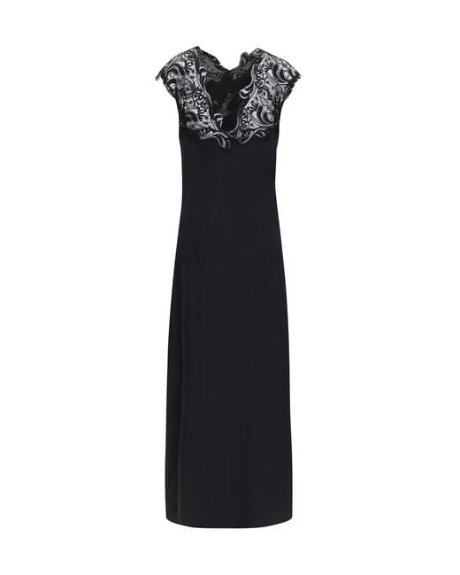 Ferragamo Black Silk Dress With Lace