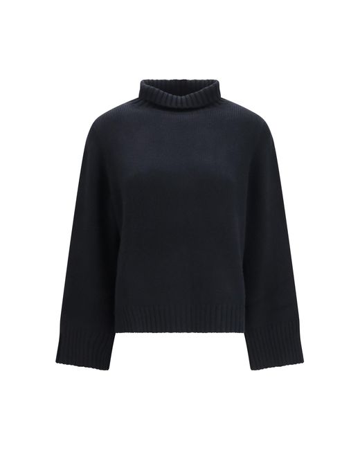 Allude Blue Cashmere Turtleneck Sweater