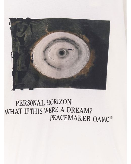 Oamc Peacemaker White Loose Fit Tshirt Landart 03 Print for men