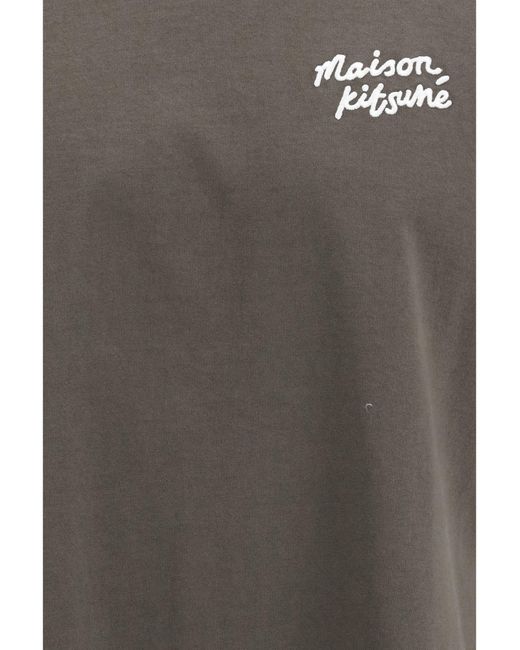 Maison Kitsuné Gray Handwriting Comfort T-Shirt Beluga for men