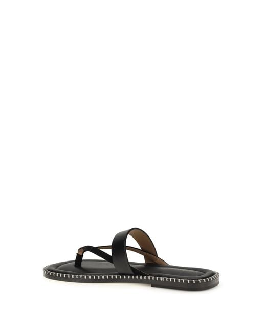 Dries Van Noten Black Slip-On Leather Sandals With Sequins for men