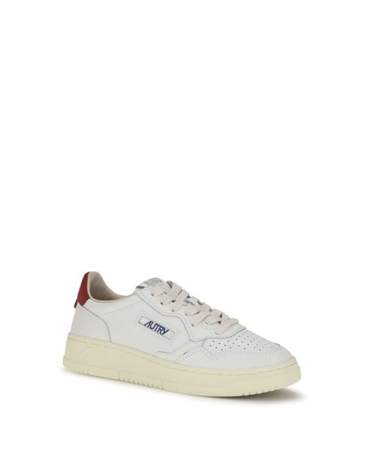 Autry White Medalist Low Leather Sneakers/Deep Claret