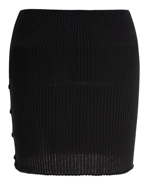 Courreges Black Cotton And Merino Wool Miniskirt