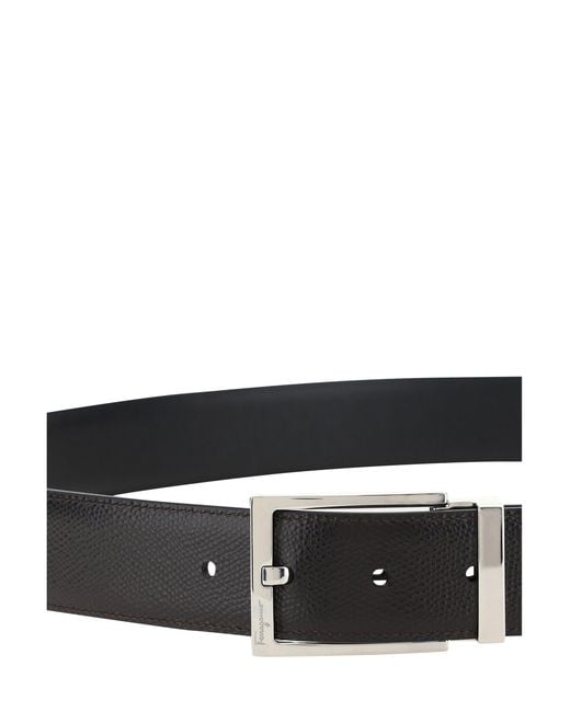 Ferragamo White Reversible Leather Belt for men