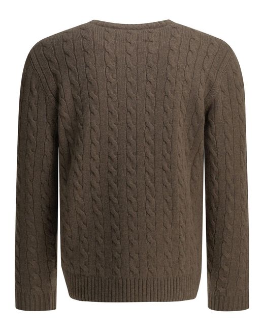 Valentino Brown Vlogo Crew-Neck Sweater for men